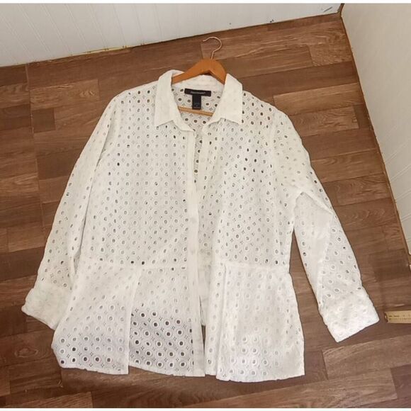 Ashley Stewart White Eyelet Blazer - Picture 1 of 7
